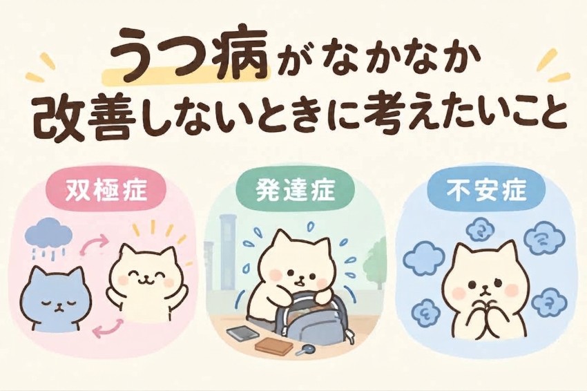 うつ病が改善しないとき、双極症、発達症、不安症について考える
